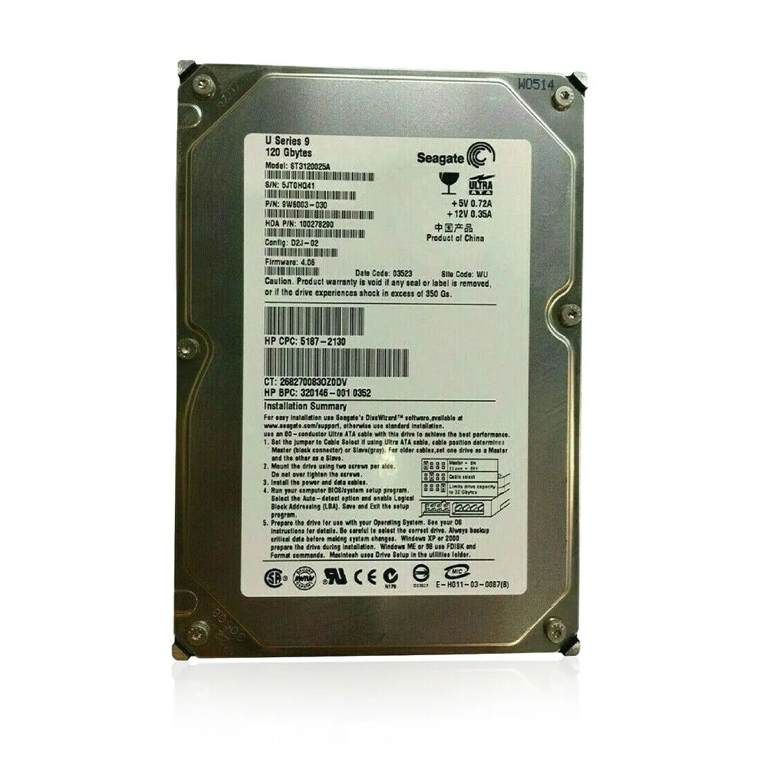 Seagate 3.5" IDE 120GB Internal Hard Drive 7200RPM HDD for PC 9W6003, ST3120025A