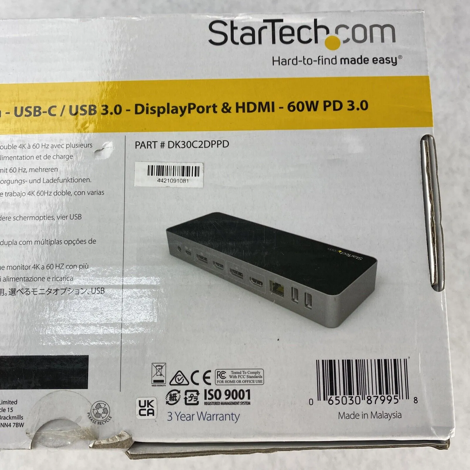 StarTech DK30C2DPPD Dual 4K Universal Laptop Docking Station USB- C USB 3.0