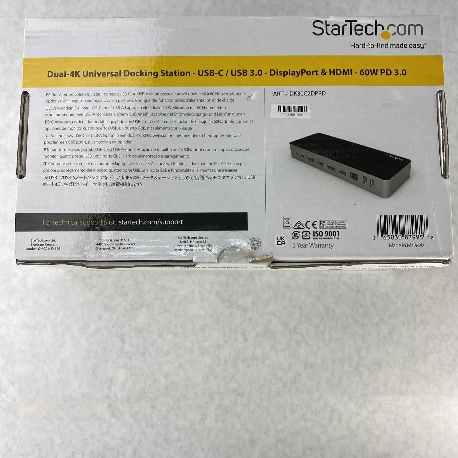 StarTech DK30C2DPPD Dual 4K Universal Laptop Docking Station USB- C USB 3.0