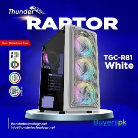 Thunder Gaming Case Raptor Tgc-r81 Snow White 4 RGB Fans