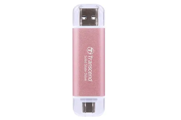 TRANSCEND 1 TB ESD310C USB3.2 TYPE A & C (USB 10Gbps) OTG COMPACT PORTABLE SSD  - Read 1050MB/s Write 950 MB/s - Pink