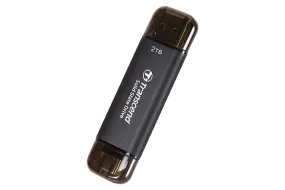 TRANSCEND 2 TB ESD310C USB3.2 TYPE A & C (USB 10Gbps) OTG COMPACT PORTABLE SSD  - Read 1050MB/s Write 950 MB/s - Black