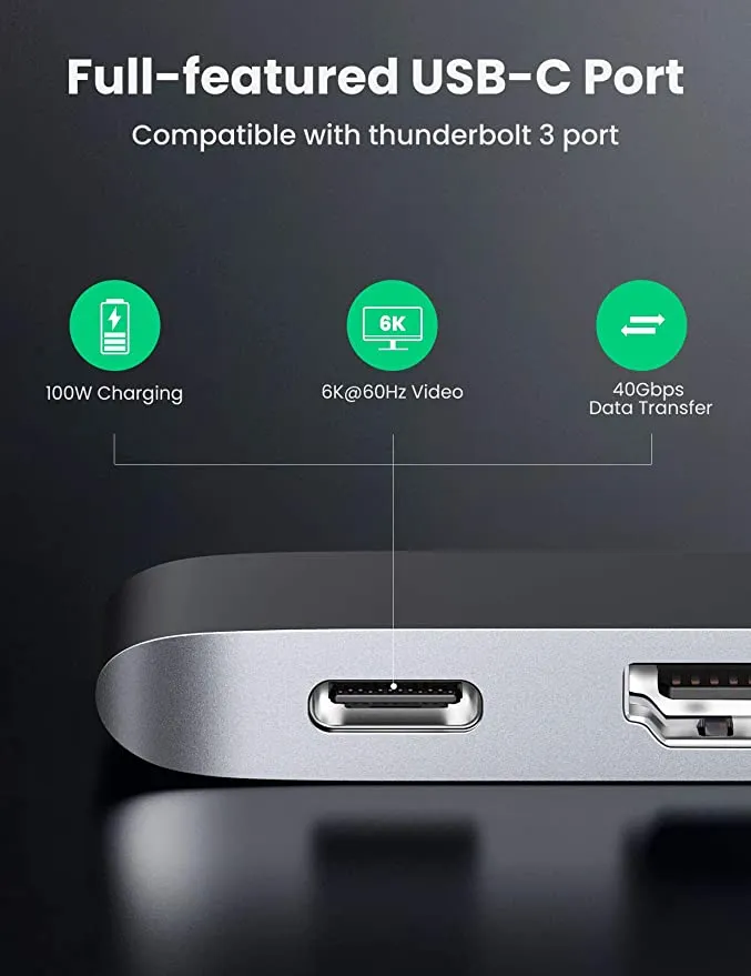 UGREEN MacBook Pro USB C Hub Adapter 5 IN 2 HDMI 4K Type C Port Thunderbolt 3