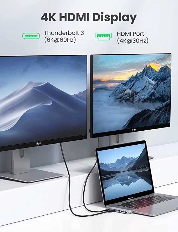 UGREEN MacBook Pro USB C Hub Adapter 5 IN 2 HDMI 4K Type C Port Thunderbolt 3