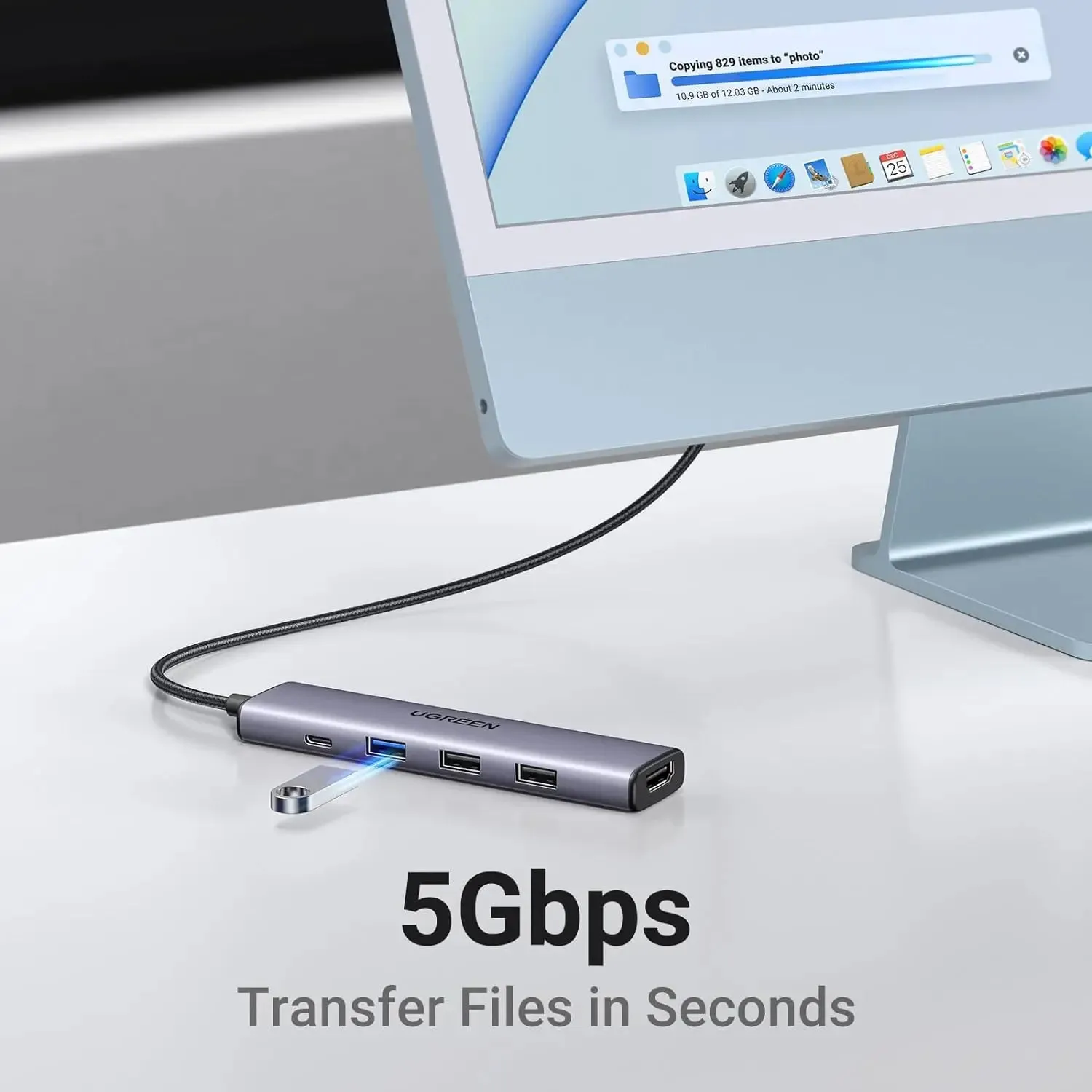 UGREEN Revodok USB C Hub HDMI 4K with PD Charge 100W Powered 5 in 1 USB C to USB 3.0 Adapter Compatible with iPhone 15 Plus Max MacBook Pro Air XPS Surface Pro 9GB iPad Pro Air Galaxy Tab S9 (15495)