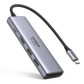 UGREEN USB C Hub 4K 60Hz, 6-in-1 USB C to USB Adapter with 100W PD, HDMI Adapter, USB3.0, SD/TF Card Reader, USB-C Multiport Adapter Type C Dongle for MacBook Pro Air, iPhone 15 Pro/Pro Max Dell, HP