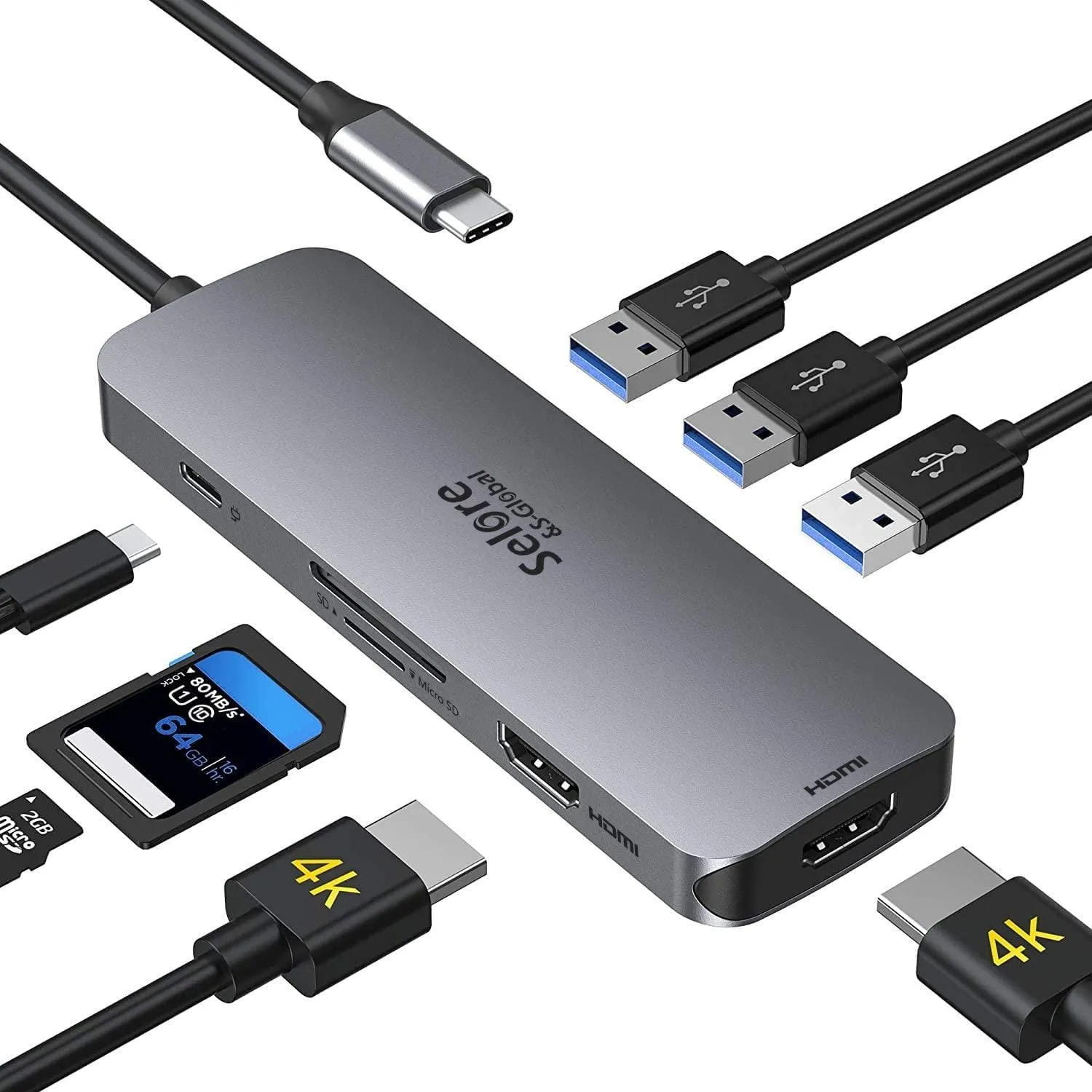 USB-C Docking Station (2x 4K HDMI / USB 3.0 / SD/TF Card reader)