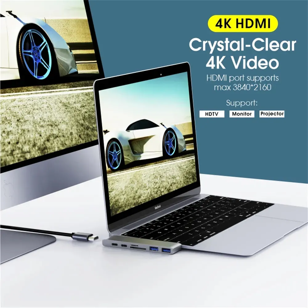 USB C Hub Type C to HDMI-compatible USB 3.0 Adapter 7 in 1