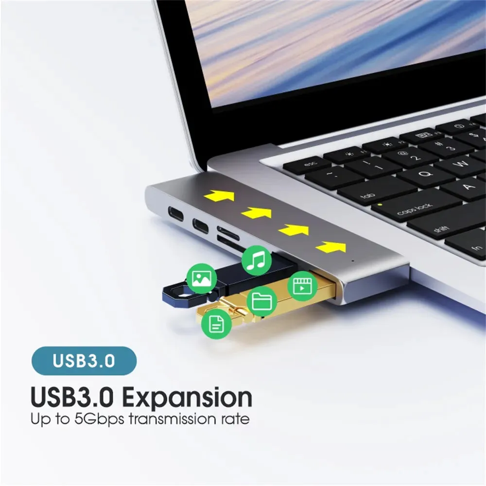 USB C Hub Type C to HDMI-compatible USB 3.0 Adapter 7 in 1