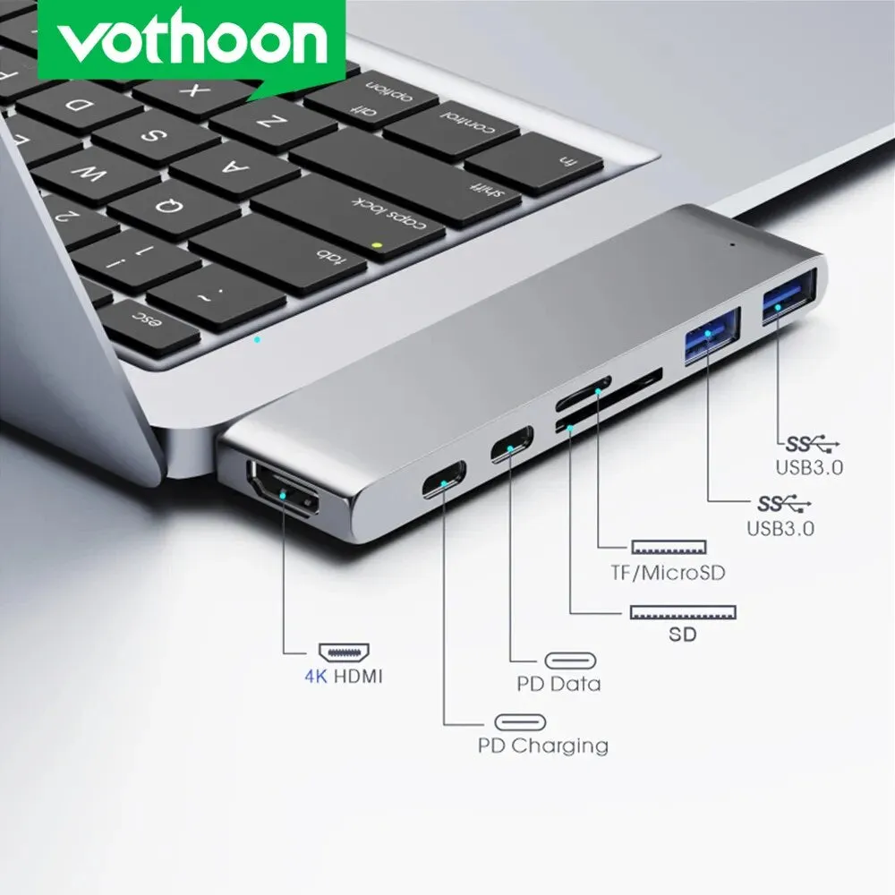 USB C Hub Type C to HDMI-compatible USB 3.0 Adapter 7 in 1