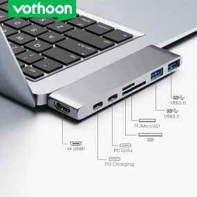 USB C Hub Type C to HDMI-compatible USB 3.0 Adapter 7 in 1