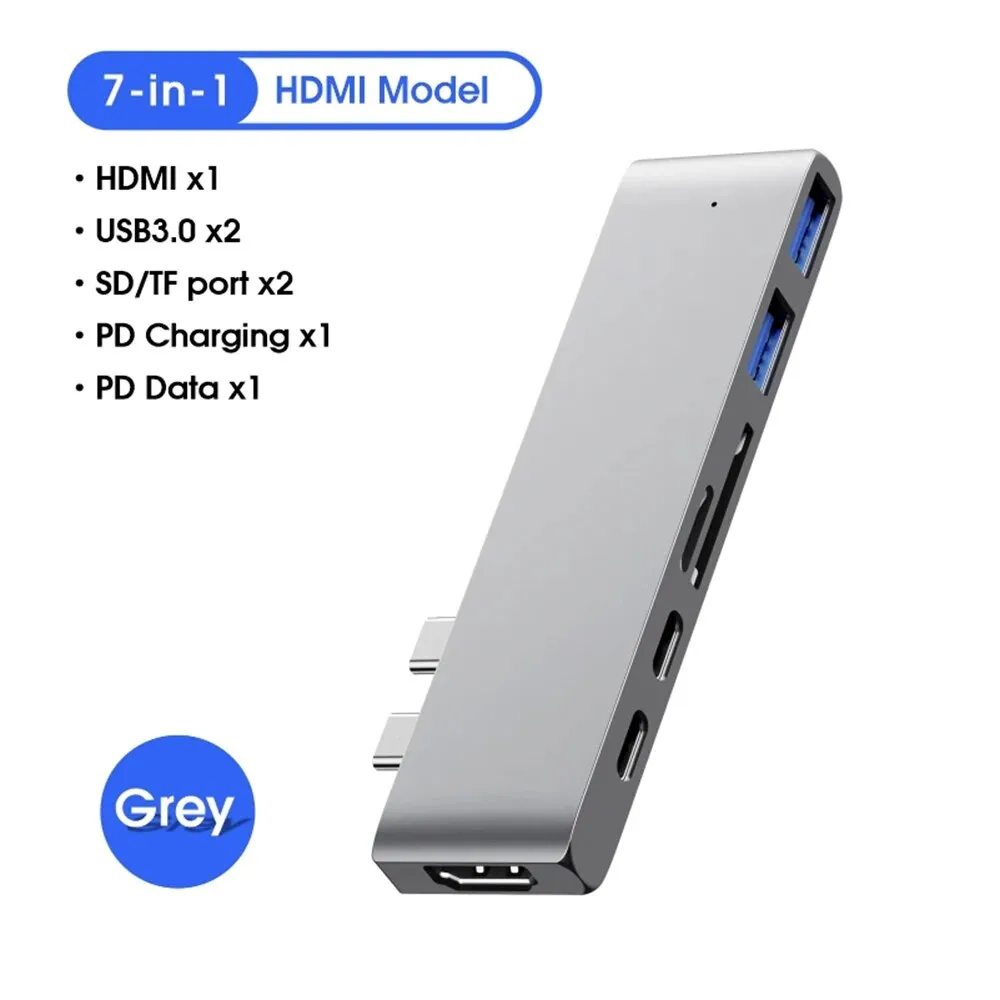USB C Hub Type C to HDMI-compatible USB 3.0 Adapter 7 in 1