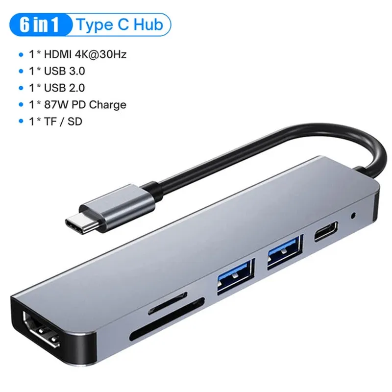 USB C HUB with 4K HDMI 100W PD USB C Port USB 3.0 RJ45 Ethernet SD/TF Card Reader Docking Station