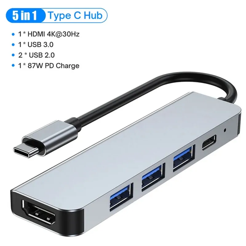 USB C HUB with 4K HDMI 100W PD USB C Port USB 3.0 RJ45 Ethernet SD/TF Card Reader Docking Station