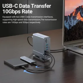 USB C Laptop Docking Station Dual Monitor, 15-in-1 USB C Dock With Dual HDTV, 100W Power Supply, DP1.4, 2*USB 3.0 (10G), 2*USB 2.0, USB C 3.0 (10G)