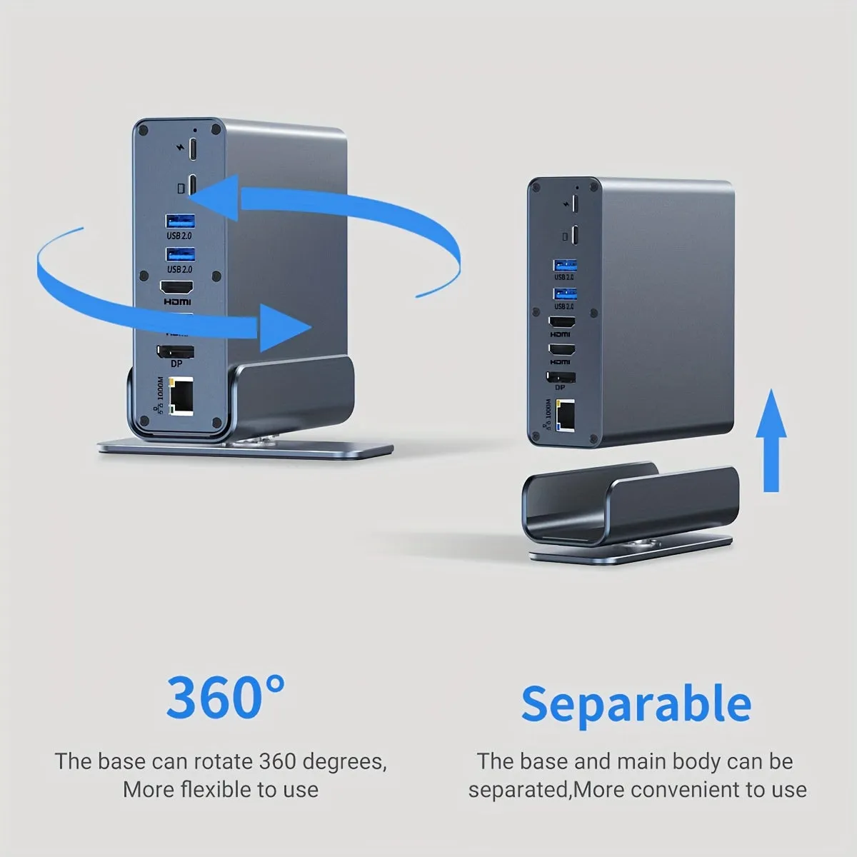 USB C Laptop Docking Station Dual Monitor, 15-in-1 USB C Dock With Dual HDTV, 100W Power Supply, DP1.4, 2*USB 3.0 (10G), 2*USB 2.0, USB C 3.0 (10G)