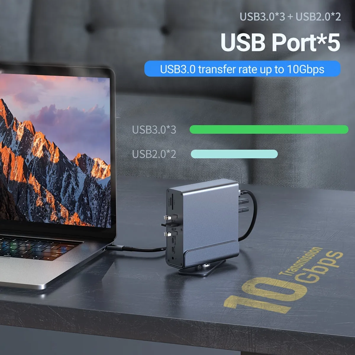 USB C Laptop Docking Station Dual Monitor, 15-in-1 USB C Dock With Dual HDTV, 100W Power Supply, DP1.4, 2*USB 3.0 (10G), 2*USB 2.0, USB C 3.0 (10G)