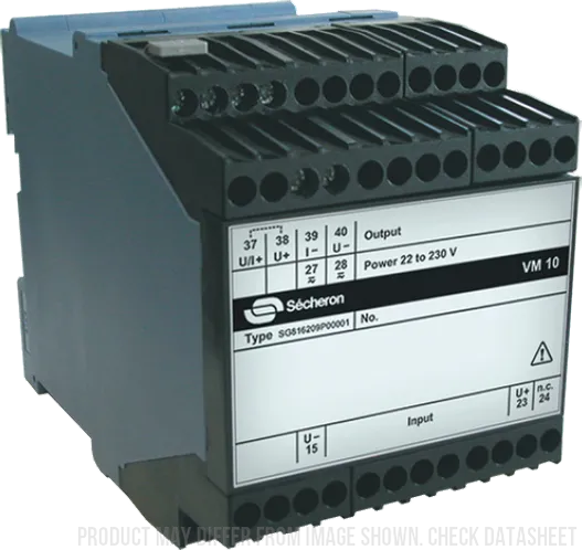 VM10-2kV-420, Voltage Amplifier, Vpn =  /-2000V Bipolar or Unipolar Selectable, 24...230VAC/DC, 4-20mA Output, 15kV Isolation