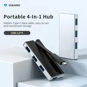VOKAMO 4 in 1 USB C Hub High Speed 4 Port Type C Multiport Adapter USB 3.0 Expansion