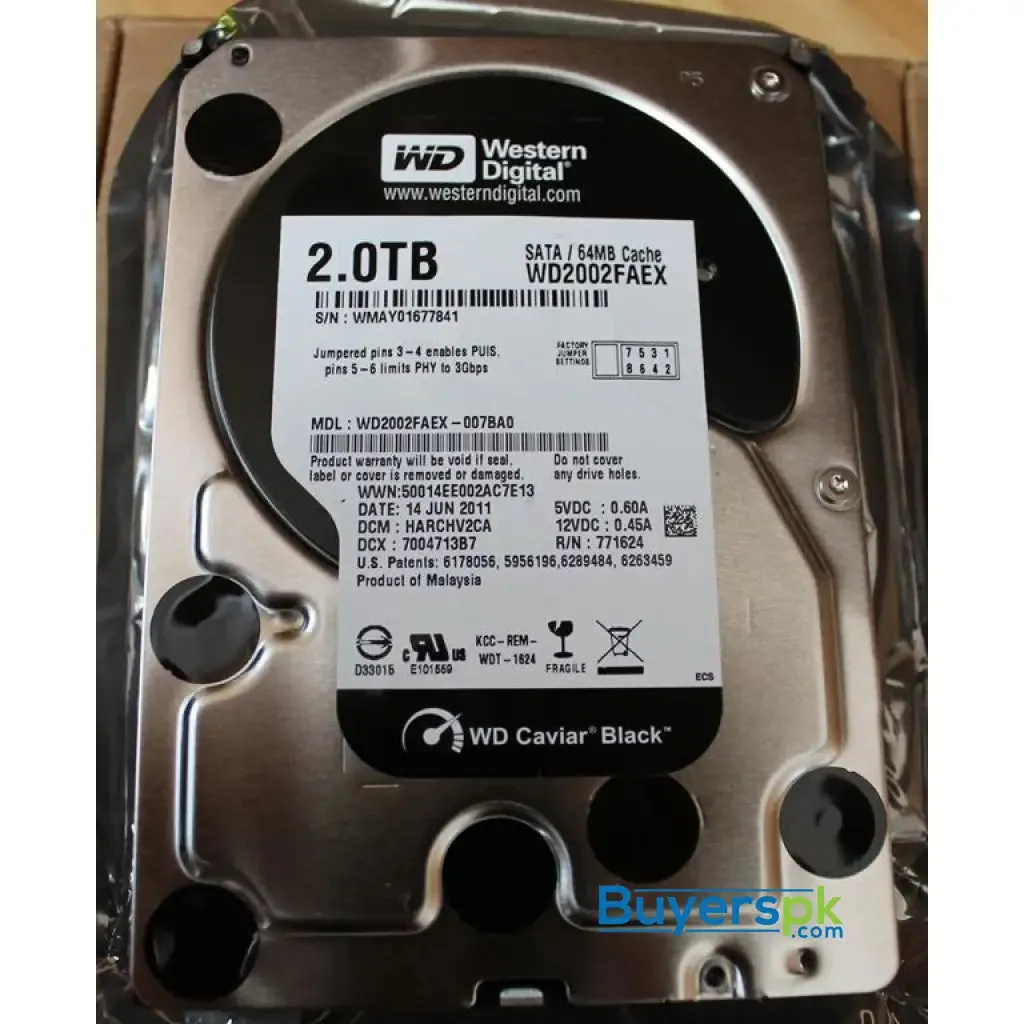 Wd Hdd Hard Disk Drive 2tb Caviar Black used Wd2002faex